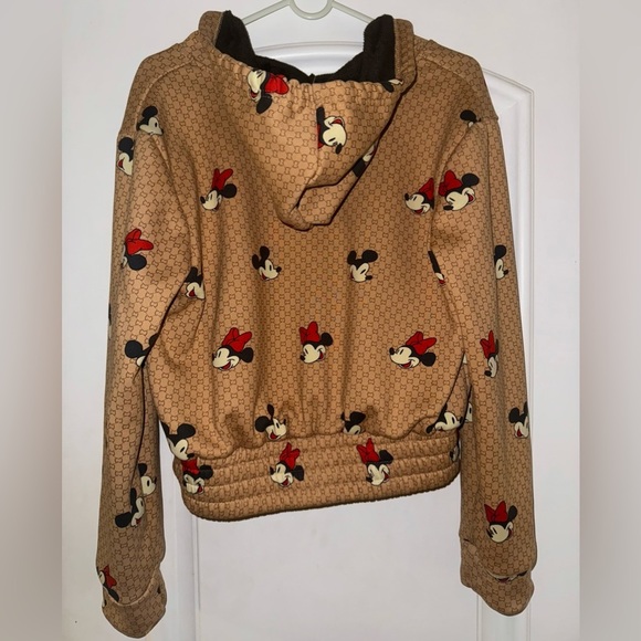Disney inspired Tan zip up hoodie Jacket w/ vintage Mickey & Minnie Mouse print - Picture 2 of 3